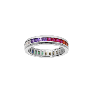 BAGUE ARGENT RHODIÉ EMPIERRE MULTI COULEURS