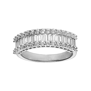 BAGUE ARGENT RHODIÉ EMPIERRE BLANCS ET OXYDES BLANCS SERTIS