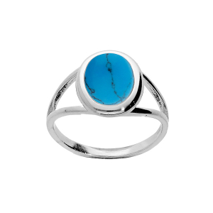 BAGUE ARGENT RHODIÉ TURQUOISE IMITATION