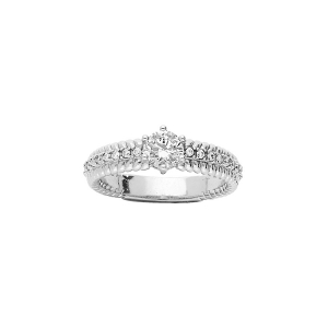 BAGUE ARGENT RHODIÉ SOLITAIRE OXYDES BLANCS SERTIS
