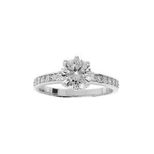 BAGUE ARGENT RHODIÉ SOLITAIRE OXYDES BLANCS