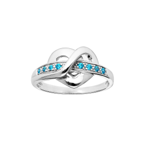 BAGUE ARGENT RHODIÉ COEUR OXYDES CIEL