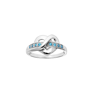 BAGUE ARGENT RHODIÉ COEUR OXYDES CIEL