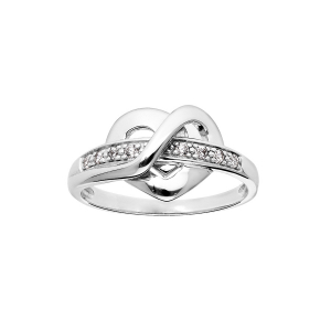 BAGUE ARGENT RHODIÉ COEUR OXYDES BLANCS