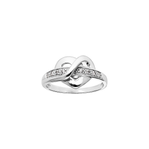 BAGUE ARGENT RHODIÉ COEUR OXYDES BLANCS