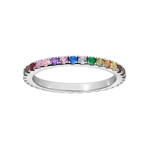 BAGUE ARGENT RHODIÉ ALLIANCE RAIL MULTI COULEURS
