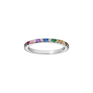 BAGUE ARGENT RHODIÉ ALLIANCE RAIL MULTI COULEURS