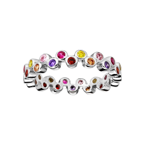 BAGUE ARGENT RHODIÉ MULTI COULEURS