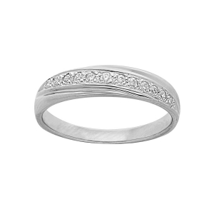 BAGUE ARGENT PLATINÉ GRAND DIAMETRE OXYDES BLANCS SERTIS