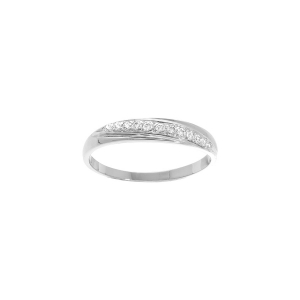 BAGUE ARGENT PLATINÉ GRAND DIAMETRE OXYDES BLANCS SERTIS