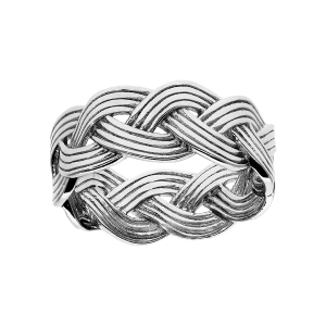 BAGUE ARGENT RHODIÉ MASSIVE TRESSE
