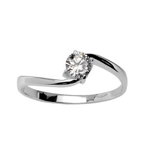 BAGUE ARGENT RHODIÉ SOLITAIRE 4 GRIFFES