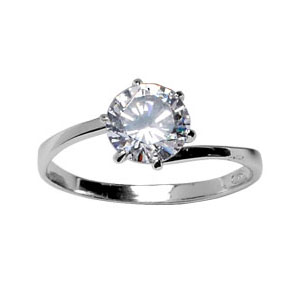 BAGUE ARGENT RHODIÉ SOLITAIRE 6 GRIFFES