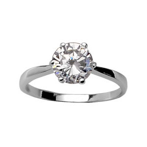 BAGUE ARGENT RHODIÉ SOLITAIRE 6 GRIFFES
