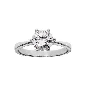 BAGUE ARGENT RHODIÉ GRAND DIAMETRE SOLITAIRE 6 GRIFFES