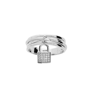 BAGUE ARGENT RHODIÉ MASSIF PAMPILLE CADENAS