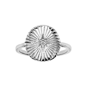 BAGUE ARGENT RHODIÉ RONDE STRIÉE AVEC OXYDE BLANC