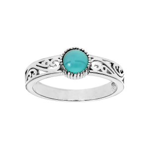 BAGUE ARGENT RHODIÉ FILIGRANE AVEC PIERRE SYNTHETIQUE BLEU