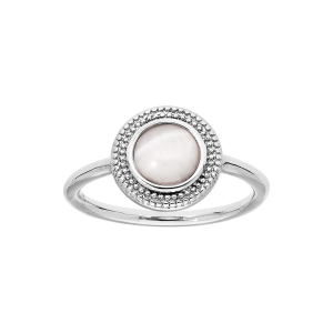 BAGUE ARGENT RHODIÉ AVEC NACRE BLANCHE VÉRITABLE