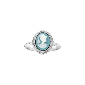 BAGUE ARGENT RHODIÉ CAMÉE BLEU