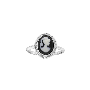 BAGUE ARGENT RHODIÉ CAMÉE NOIR