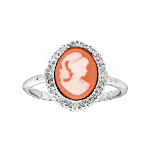 BAGUE ARGENT RHODIÉ CAMÉE ROSE