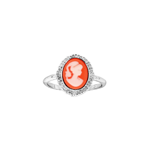 BAGUE ARGENT RHODIÉ CAMÉE ROSE