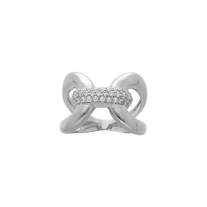 BAGUE ARGENT RHODIÉ OXYDES BLANCS SERTIS