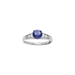 BAGUE ARGENT RHODIÉ GRAND DIAMETRE OXYDE BLEU ET OXYDES BLANCS SERTIS