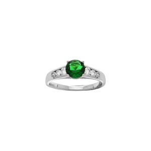 BAGUE ARGENT RHODIÉ OXYDE VERT ET OXYDES BLANCS SERTIS