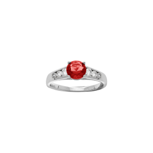 BAGUE ARGENT RHODIÉ GRAND DIAMETRE OXYDE ROUGE ET OXYDES BLANCS SERTIS