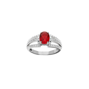 BAGUE ARGENT RHODIÉ OXYDE ROUGE ET OXYDES BLANCS SERTIS