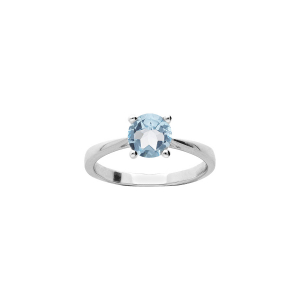 BAGUE ARGENT RHODIÉ PIERRE VÉRITABLE TOPAZE BLEU 6,5MM