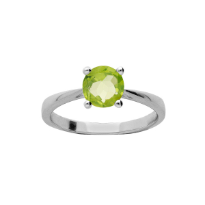 BAGUE ARGENT RHODIÉ PIERRE VÉRITABLE PERIDOT 6,5MM