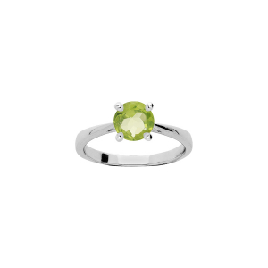 BAGUE ARGENT RHODIÉ PIERRE VÉRITABLE PERIDOT 6,5MM