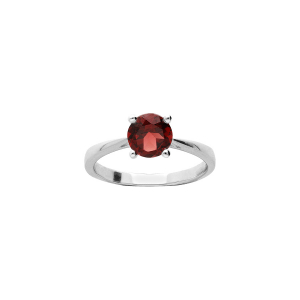BAGUE ARGENT RHODIÉ PIERRE VÉRITABLE GRENAT 6,5MM