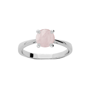BAGUE ARGENT RHODIÉ PIERRE VÉRITABLE QUARTZ ROSE 6,5MM