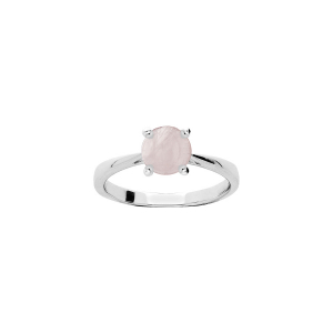 BAGUE ARGENT RHODIÉ PIERRE VÉRITABLE QUARTZ ROSE 6,5MM