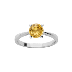 BAGUE ARGENT RHODIÉ PIERRE VÉRITABLE CITRINE 6,5MM