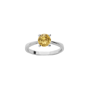 BAGUE ARGENT RHODIÉ PIERRE VÉRITABLE CITRINE 6,5MM