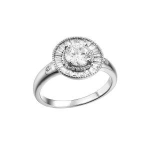 BAGUE ARGENT RHODIÉ RONDE OXYDES BLANCS SERTIS