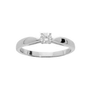 BAGUE ARGENT RHODIÉ 4MM SOLITAIRE OXYDE BLANC SERTI GRIFFES
