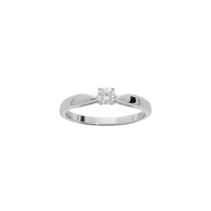 BAGUE ARGENT RHODIÉ 4MM SOLITAIRE OXYDE BLANC SERTI GRIFFES