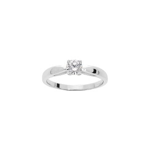 BAGUE ARGENT RHODIÉ 5MM SOLITAIRE OXYDE BLANC SERTI GRIFFES