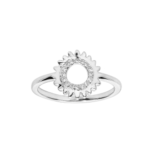BAGUE ARGENT RHODIÉ SOLEIL OXYDES BLANCS SERTIS