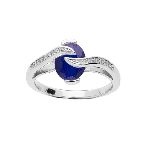 BAGUE ARGENT RHODIÉ OXYDE BLEU ROYAL ET VOLUTE OXYDES BLANCS