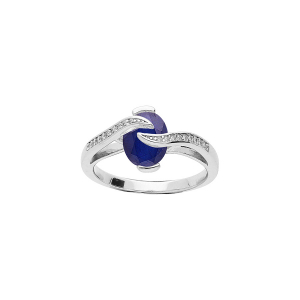 BAGUE ARGENT RHODIÉ OXYDE BLEU ROYAL ET VOLUTE OXYDES BLANCS