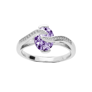 BAGUE ARGENT RHODIÉ OXYDE VIOLET ET VOLUTE OXYDES BLANCS