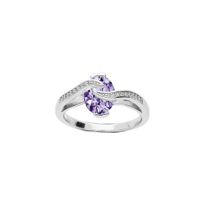 BAGUE ARGENT RHODIÉ OXYDE VIOLET ET VOLUTE OXYDES BLANCS