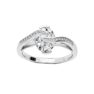 BAGUE ARGENT RHODIÉ OXYDE BLANC ET VOLUTE OXYDES BLANCS